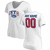 Women Customized New York Jets NFL Pro Line by Fanatics Branded Any Name & Number Banner Wave V Neck T-Shirt White,baseball caps,new era cap wholesale,wholesale hats